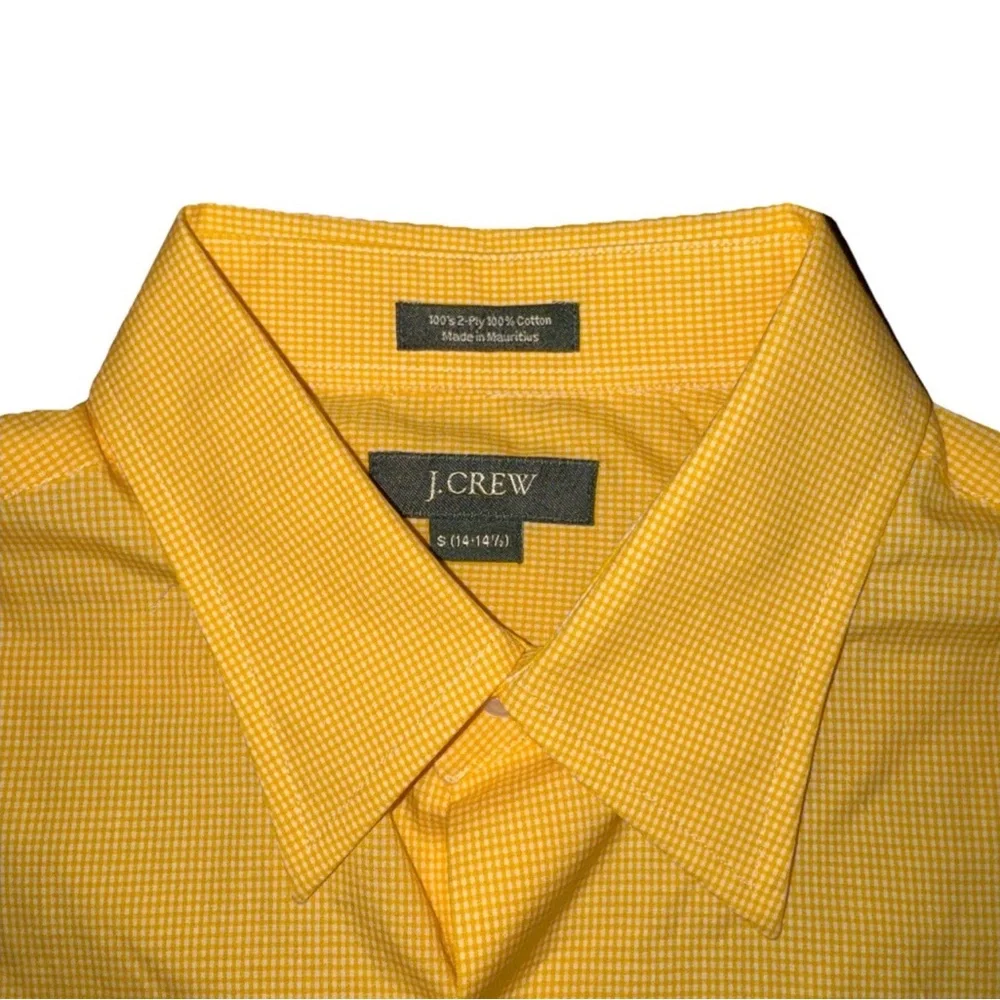 J. Crew 100s 2 Ply‎ 100% Cotton Yellow White Plaid Size Small Preppy Academia
